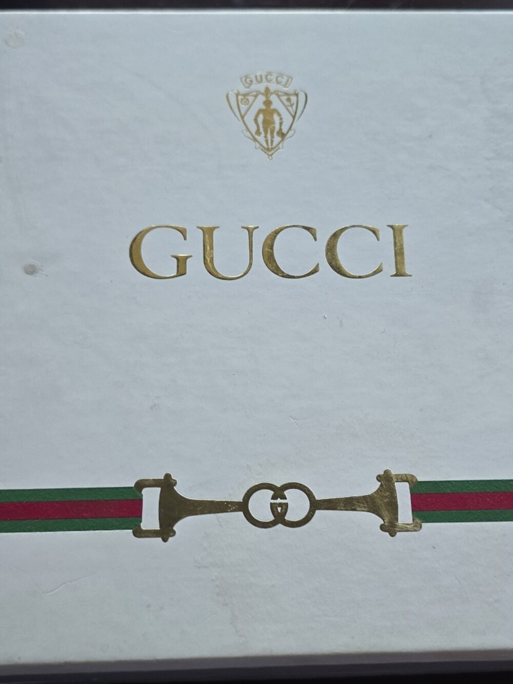 Gucci White Porcelain Cuff Link Set with Green-Red Web Stripe - Picture 3 of 5
